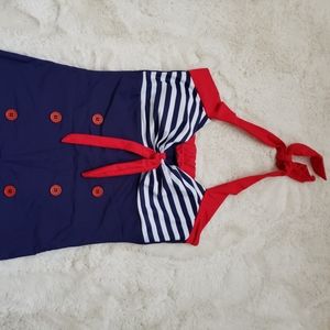 Retro Sailor Stripe Bathing Suit
